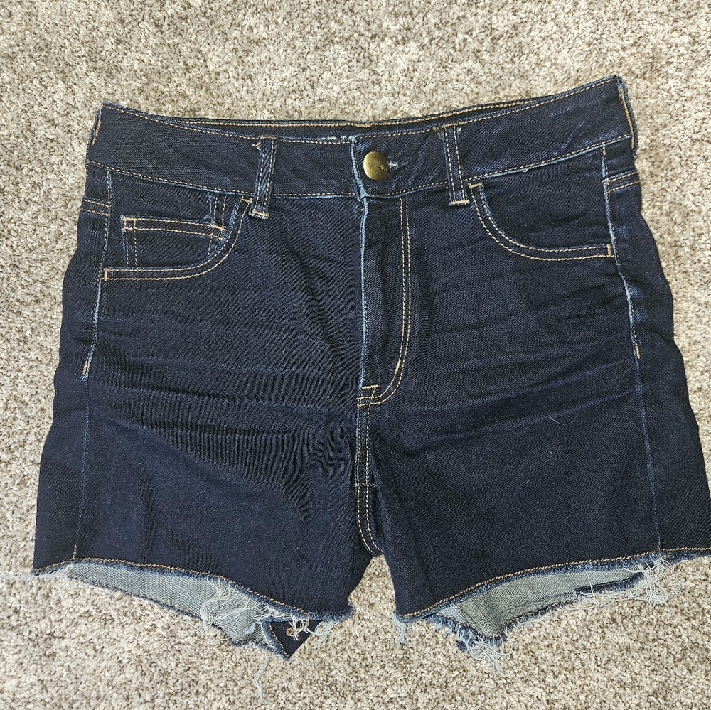 American Eagle Blue Jean Shorts High-Waisted Cut-Off